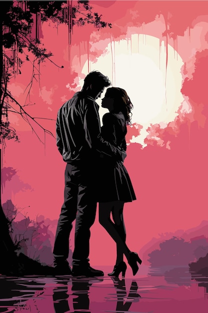 Vector un póster para una película llamada un par besándose