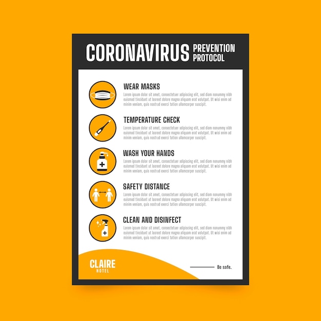 Póster de prevención de coronavirus para hoteles