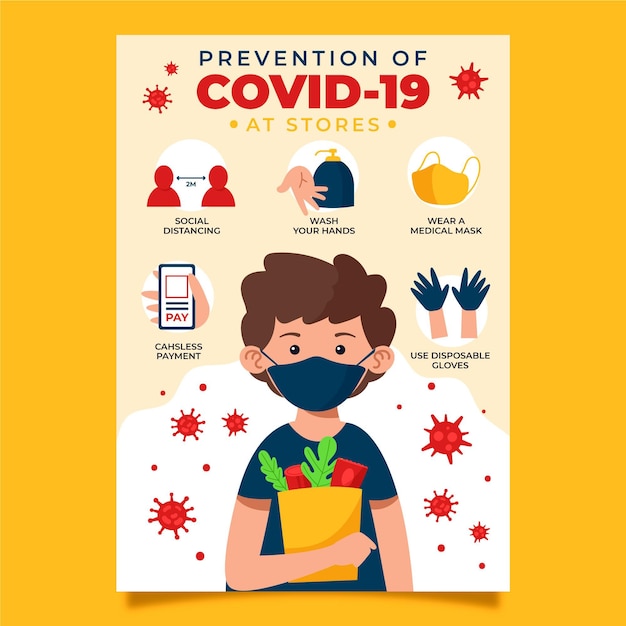 Póster de prevención de coronavirus para tiendas