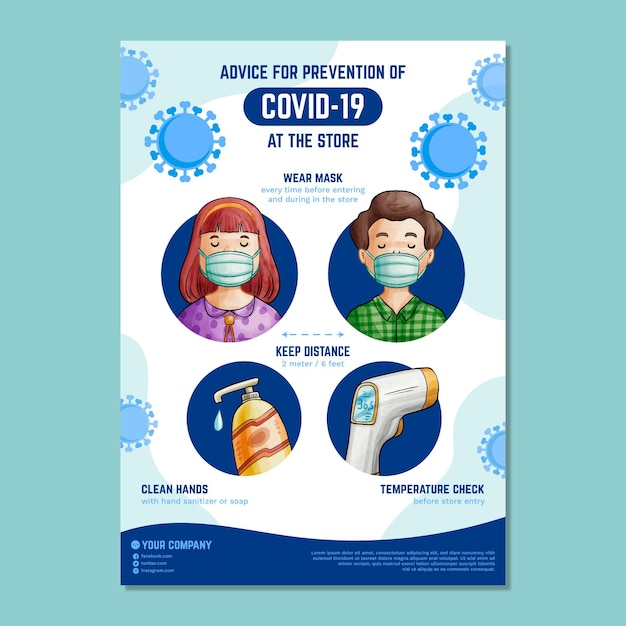 Vector póster de prevención de coronavirus para tiendas