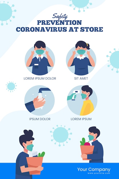 Vector póster de prevención de covid-19 para tiendas