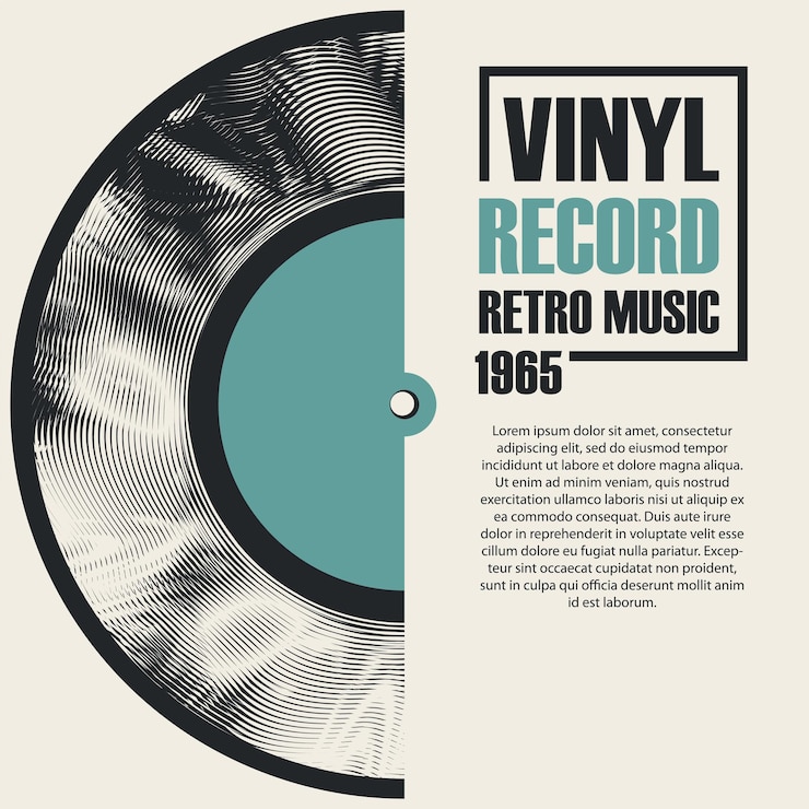 Vector póster retro de discos de vinilo