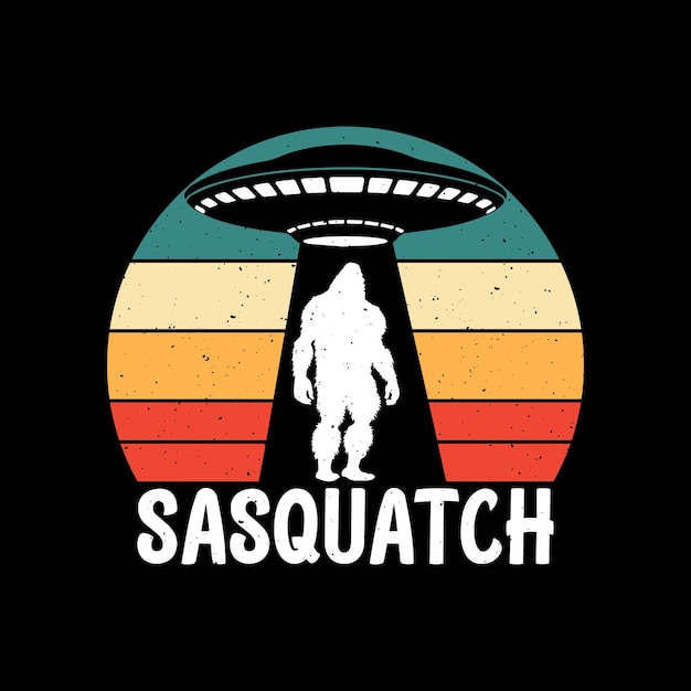 Un póster para sasquatch con la silueta de un gran extraterrestre verde.