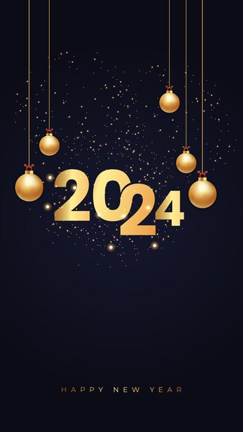 Vector poster de la tarjeta de felicitación de diseño de fondo para el año nuevo de 2024