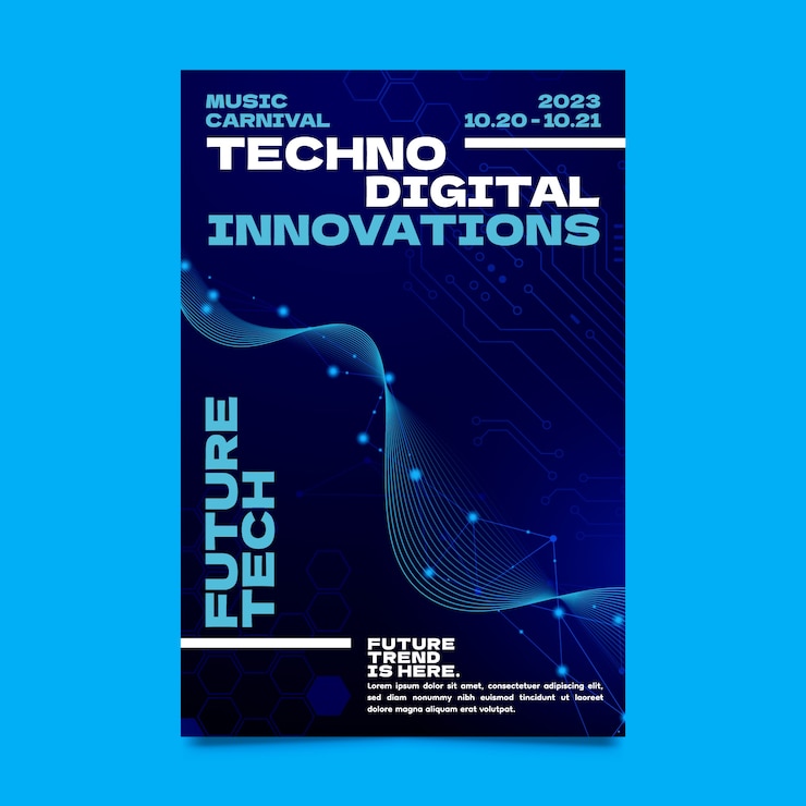 Poster vertical abstracto de tecnología digital