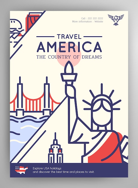 Póster de viaje de estados unidos de américa