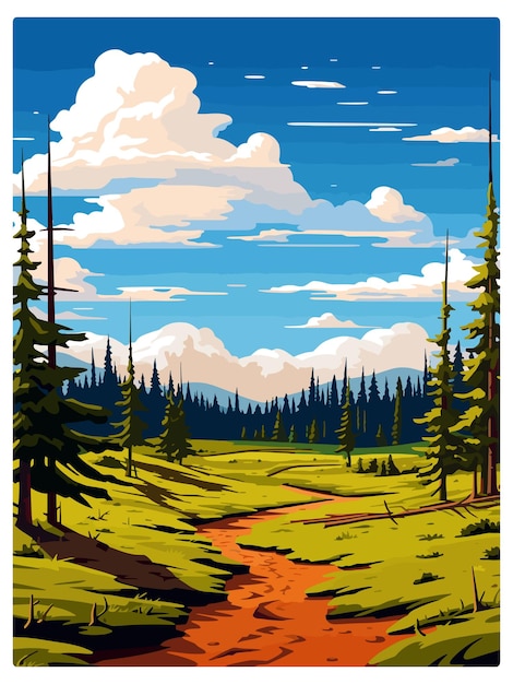 Vector póster de viaje vintage del parque nacional fishlake utah, postal de recuerdo, pintura de retrato, ilustración