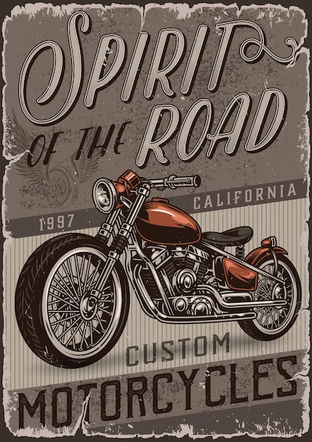 Un póster vintage de motocicleta personalizado y colorido