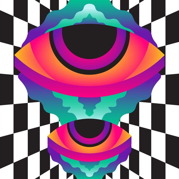 Vector poster de visión abstracto surrealismo retro vintage ilustración de arte psicodélico