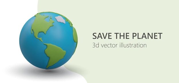 Póster web con planeta Tierra realista en 3d Póster con eslogan salvar planeta