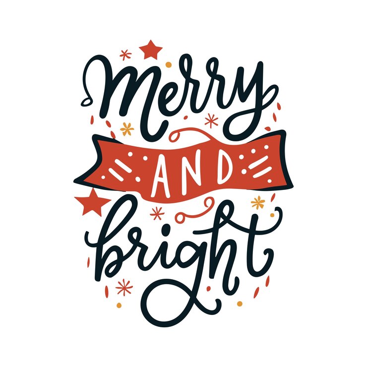 Posters de diseño de camisetas con letras de Navidad alegres y brillantes