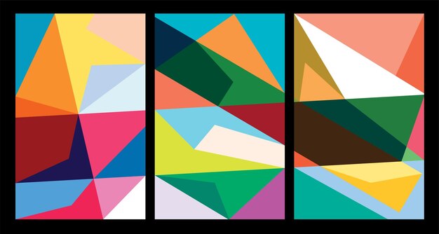 Pósters geométricos abstractos coloridos vectoriales para el verano de 2024