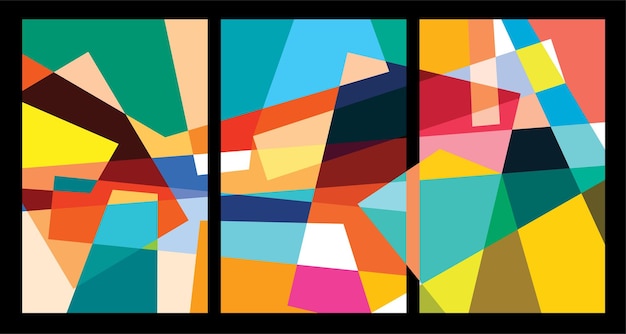 Pósters geométricos abstractos coloridos vectoriales para el verano de 2024