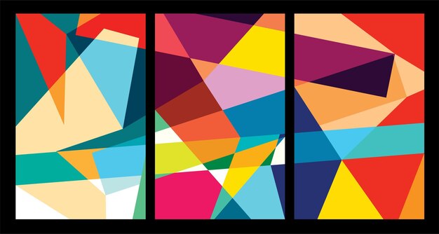 Pósters geométricos abstractos coloridos vectoriales para el verano de 2024