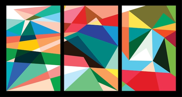 Pósters geométricos abstractos coloridos vectoriales para el verano de 2024
