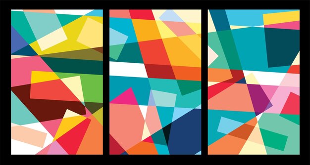 Pósters geométricos abstractos coloridos vectoriales para el verano de 2024