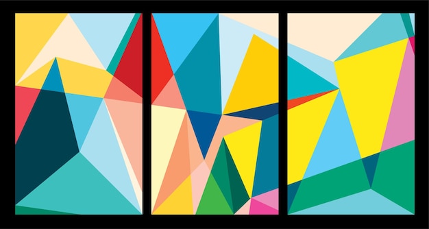 Pósters geométricos abstractos coloridos vectoriales para el verano de 2024