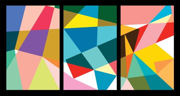 Pósters geométricos abstractos coloridos vectoriales para el verano de 2024