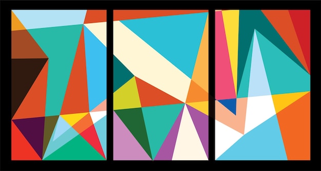 Pósters geométricos abstractos coloridos vectoriales para el verano de 2024