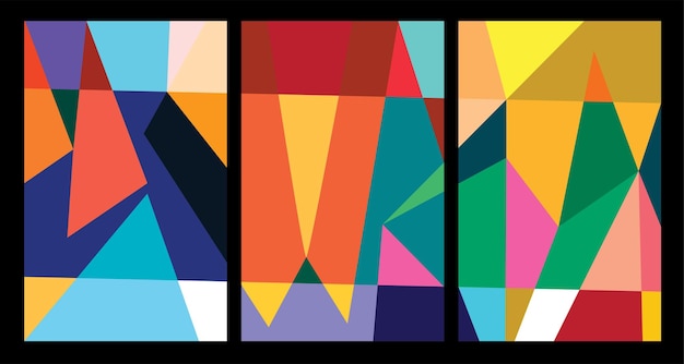 Pósters geométricos abstractos coloridos vectoriales para el verano de 2024