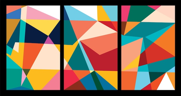 Pósters geométricos abstractos coloridos vectoriales para el verano de 2024