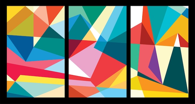 Pósters geométricos abstractos coloridos vectoriales para el verano de 2024