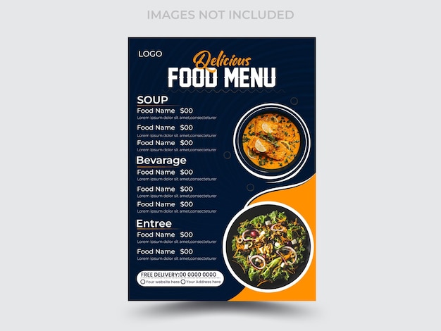 Pósters de menús de restaurantes vectoriales con diseño de plantillas de impresión de alimentos