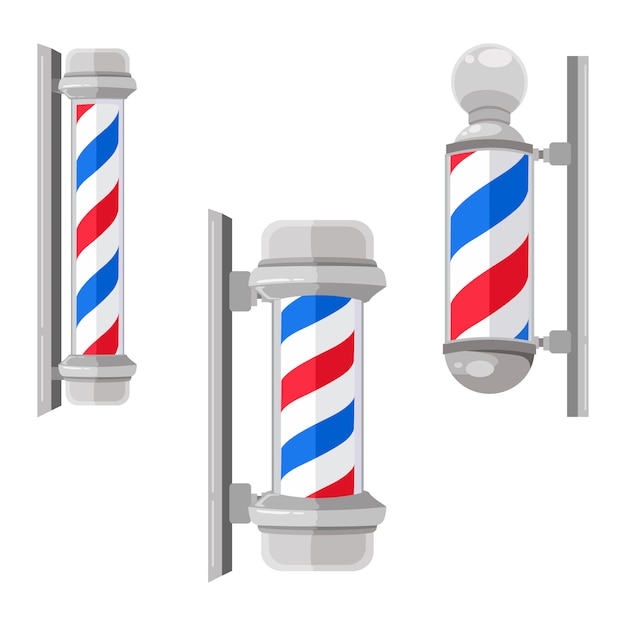 Postes de barbería de cristal vintage con rayas planas