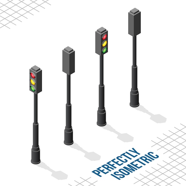 Los postes de semáforos isométricos 4