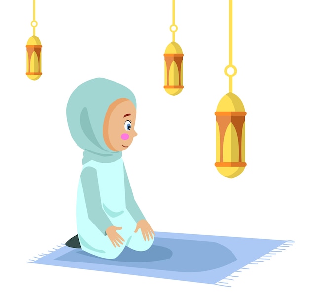 Postración de niño pequeño para rezar a los musulmanes