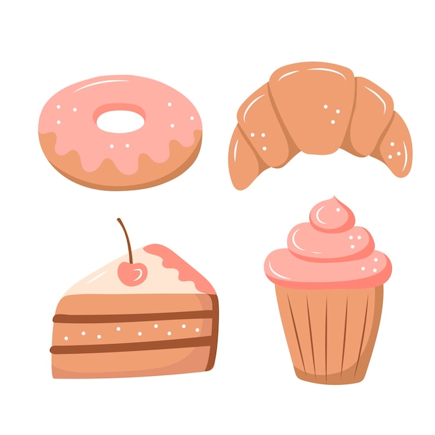 Postre para café. en estilo de dibujos animados
