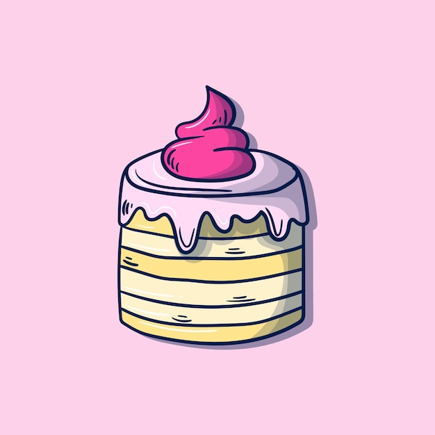 postre colorido de la magdalena dibujado mano de la historieta