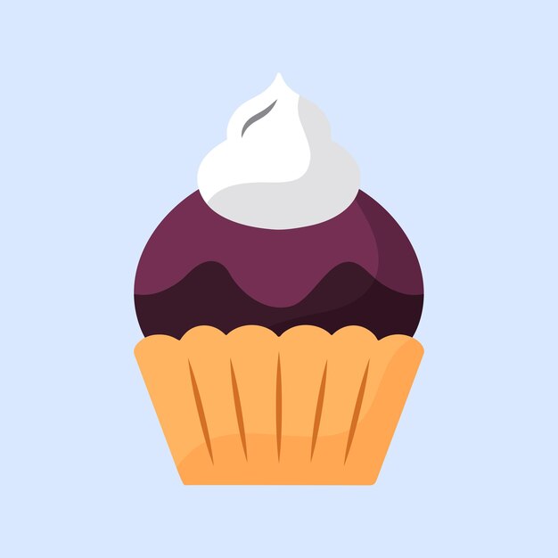 Postre de cupcake en el diseño de fondo azul