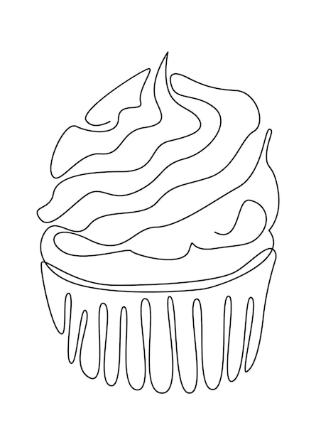 Vector postre de cupcake line art