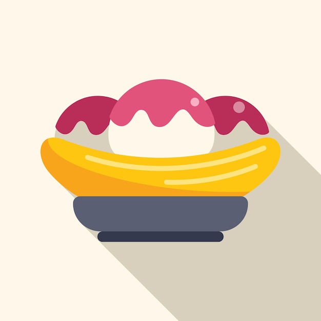 El postre dividido de plátano sentado en un plato con una larga sombra