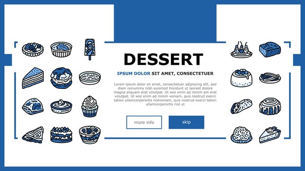 postre dulce pastel caramelo aterrizaje página web vector pastelería chocolate panadería magdalena delicioso crema fiesta sabroso cumpleaños galleta postre dulce pastel caramelo Ilustración
