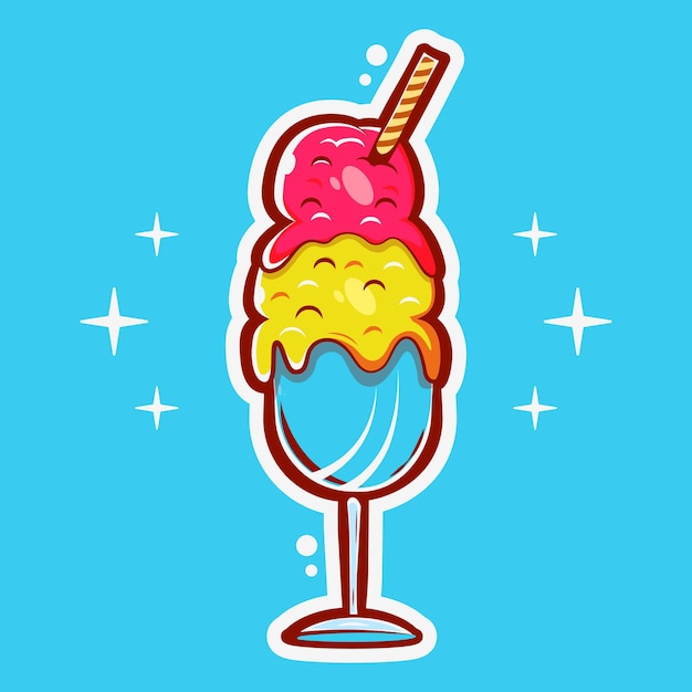 Vector postre helado de dibujos animados de arte