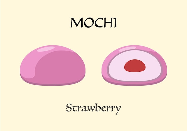 Postre japonés mochi con sabor a fresa.