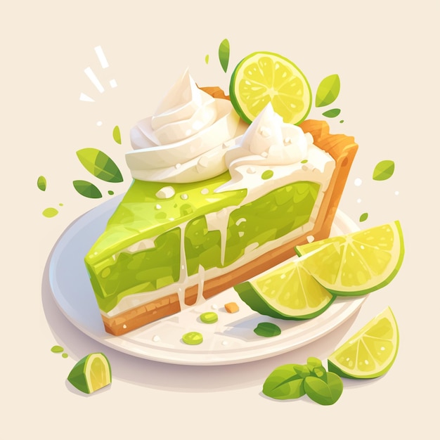 Vector el postre de tangy key lime pie es al estilo de las caricaturas.