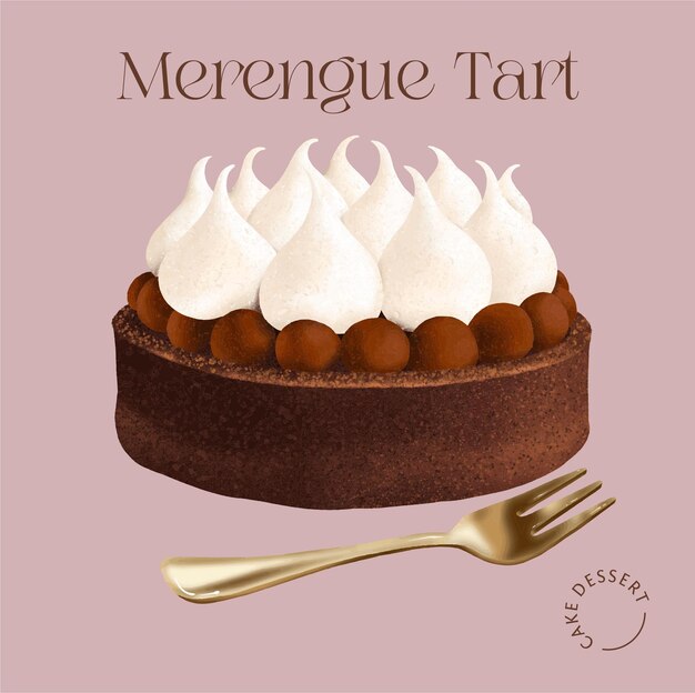 Postre de tarta de chocolate con merengue