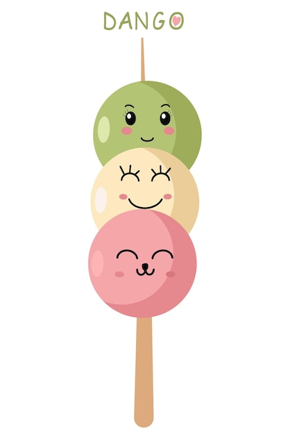 Postre tradicional japonés Dango sobre un fondo blanco. dango hanami