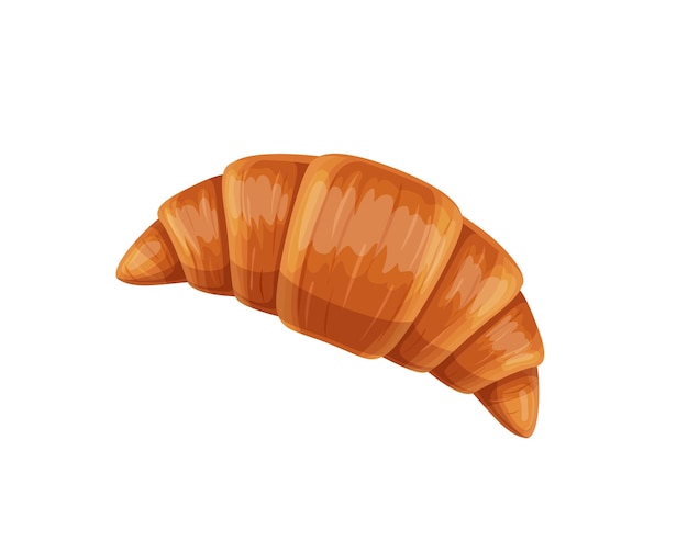 Postre de vector aislado de croissant francés de dibujos animados