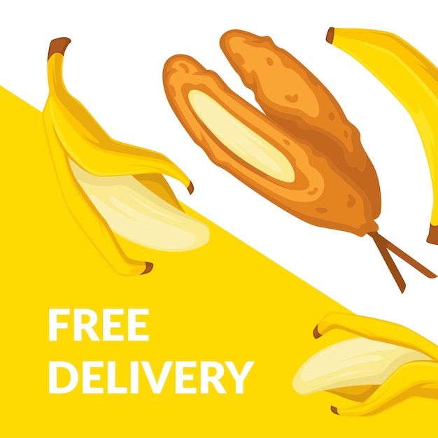 Vector postres de plátano, entrega gratuita al realizar el pedido