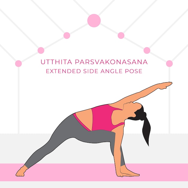 Vector postura de yoga utthita parsvakonasana postura de ángulo lateral extendido