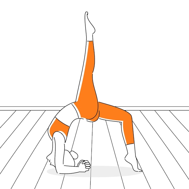 Posturas de yoga meditando en yoga mujer joven haciendo ejercicios de fitness de yoga Estilo de vida saludable Ilustración vectorial