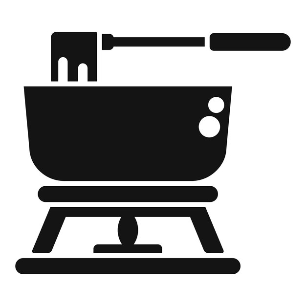 Pot de fondue con silhueta del icono del quemador y el tenedor