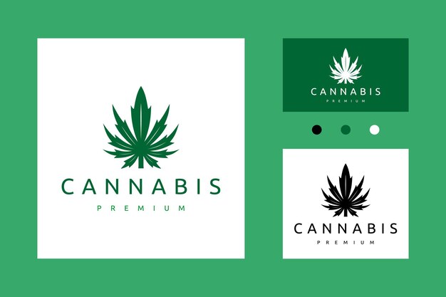 Pot Hemp Cannabis Marihuana Leaf CBD Icon Logo Vector Diseño Inspiración