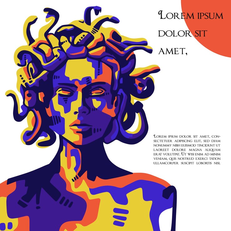 Vector potrait estatua pop art digital wpap diseño póster