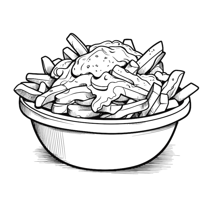 Vector poutine canada para colorear para niños