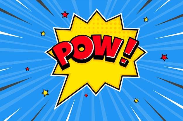 Pow discurso cómico burbuja semitono sombra texto expresión retro cómic estilo diseño plano